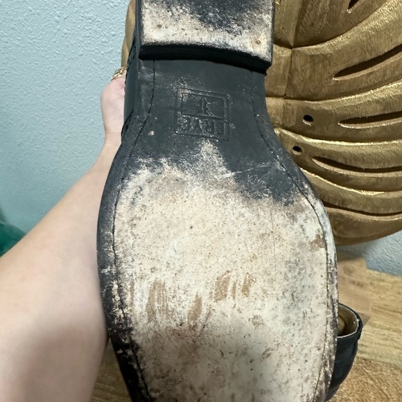 Frye Mens Lace Up Boots Sz 8 D Wingtip Chukkas Mid Top Ankle Dress Black Leather - Picture 5 of 8